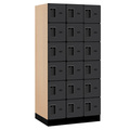 Salsbury Industries Box Locker, 36" W, 21" D, 76" H, (3) Wide, (18) Openings, Black 36361BLK